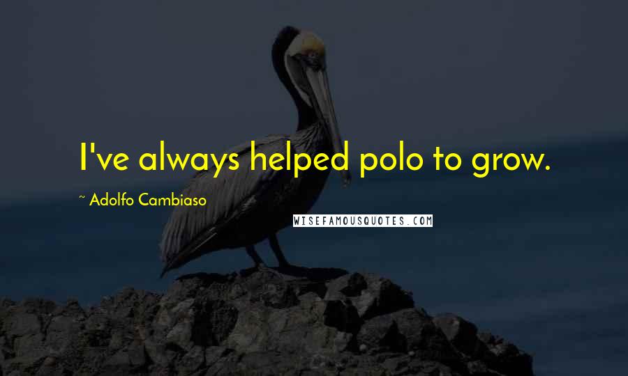 Adolfo Cambiaso Quotes: I've always helped polo to grow.