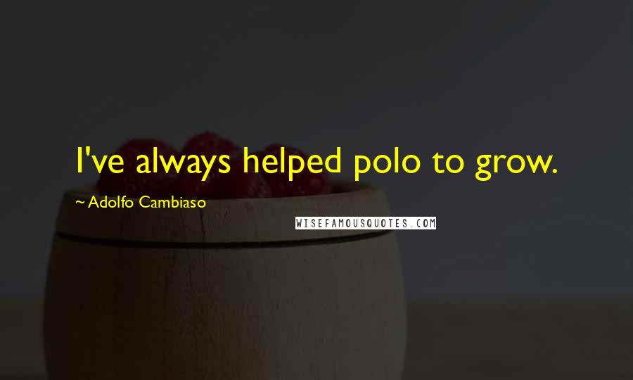 Adolfo Cambiaso Quotes: I've always helped polo to grow.