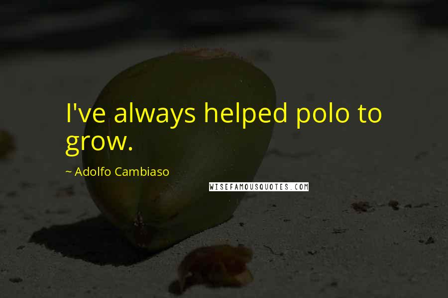 Adolfo Cambiaso Quotes: I've always helped polo to grow.