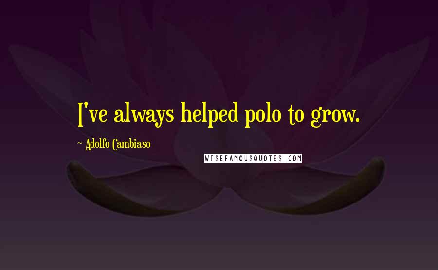 Adolfo Cambiaso Quotes: I've always helped polo to grow.