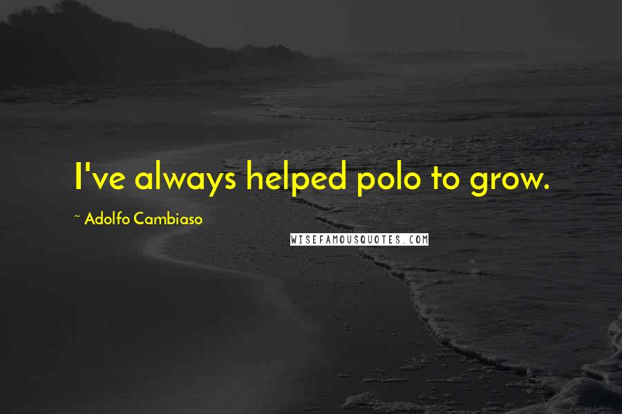 Adolfo Cambiaso Quotes: I've always helped polo to grow.