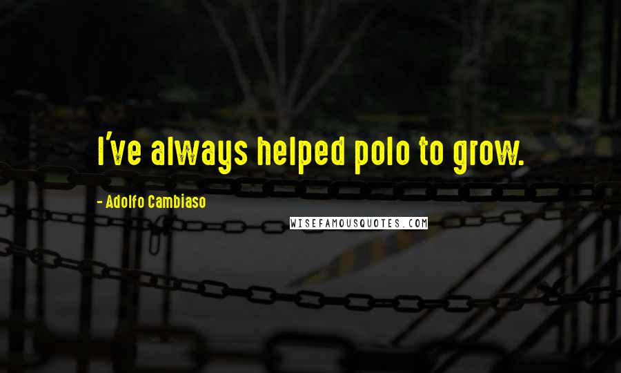 Adolfo Cambiaso Quotes: I've always helped polo to grow.