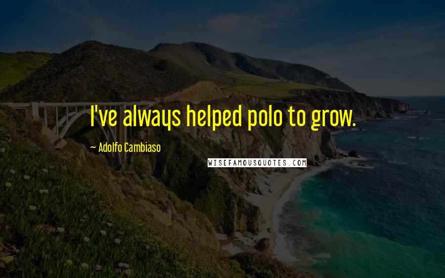 Adolfo Cambiaso Quotes: I've always helped polo to grow.