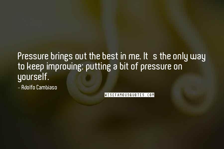 Adolfo Cambiaso Quotes: Pressure brings out the best in me. It's the only way to keep improving: putting a bit of pressure on yourself.