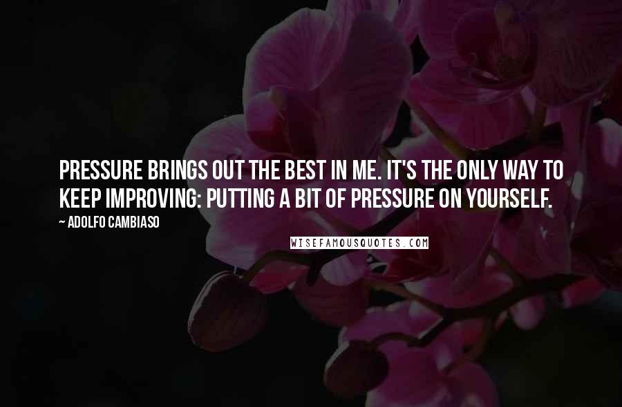 Adolfo Cambiaso Quotes: Pressure brings out the best in me. It's the only way to keep improving: putting a bit of pressure on yourself.