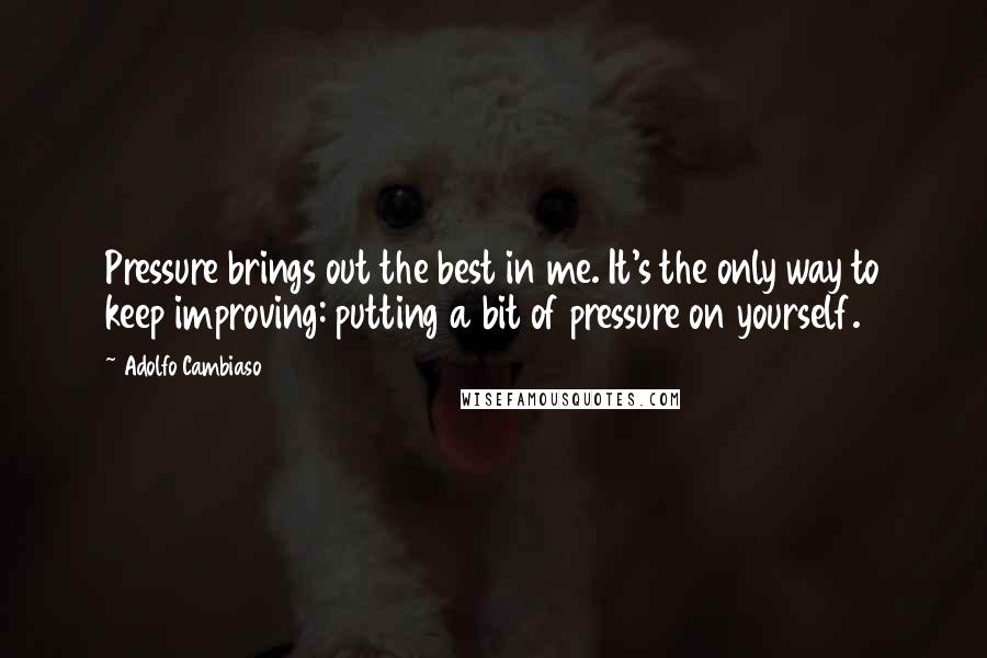 Adolfo Cambiaso Quotes: Pressure brings out the best in me. It's the only way to keep improving: putting a bit of pressure on yourself.