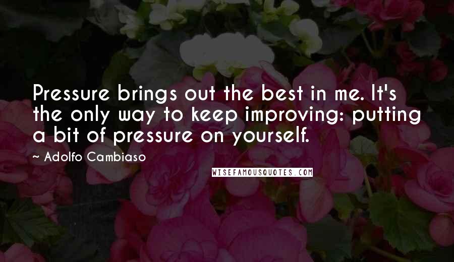 Adolfo Cambiaso Quotes: Pressure brings out the best in me. It's the only way to keep improving: putting a bit of pressure on yourself.