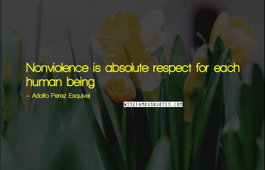 Adolfo Perez Esquivel Quotes: Nonviolence is absolute respect for each human being.