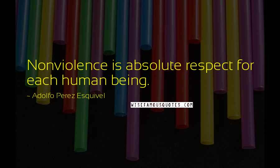 Adolfo Perez Esquivel Quotes: Nonviolence is absolute respect for each human being.