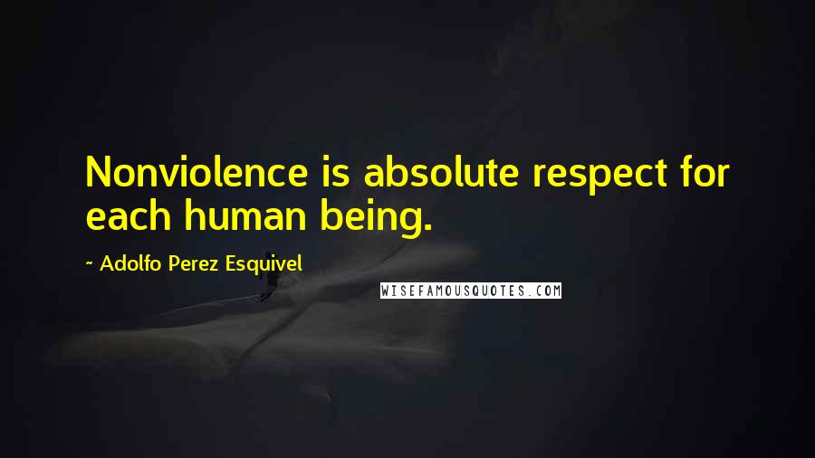 Adolfo Perez Esquivel Quotes: Nonviolence is absolute respect for each human being.