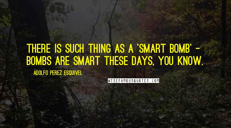 Adolfo Perez Esquivel Quotes: There is such thing as a 'smart bomb' - bombs are smart these days, you know.
