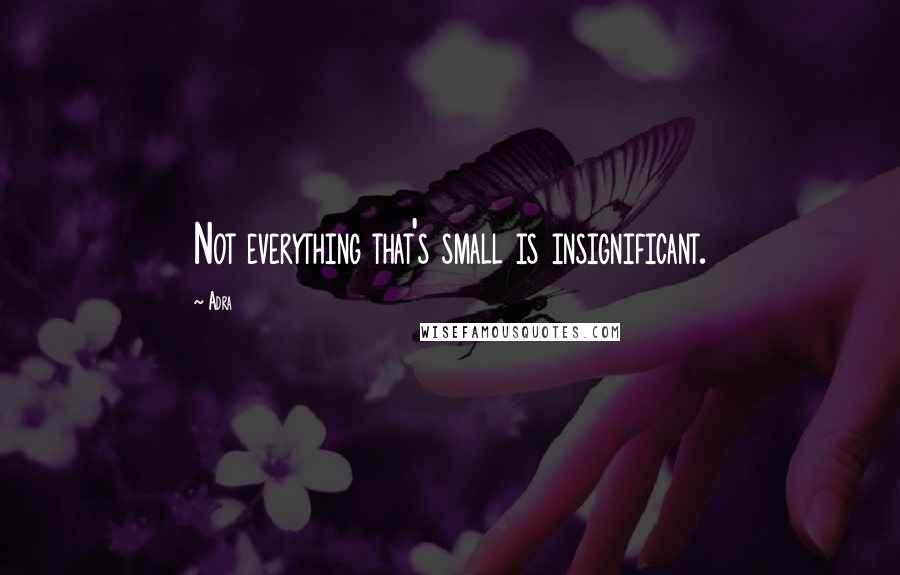 Adra Quotes: Not everything that's small is insignificant.