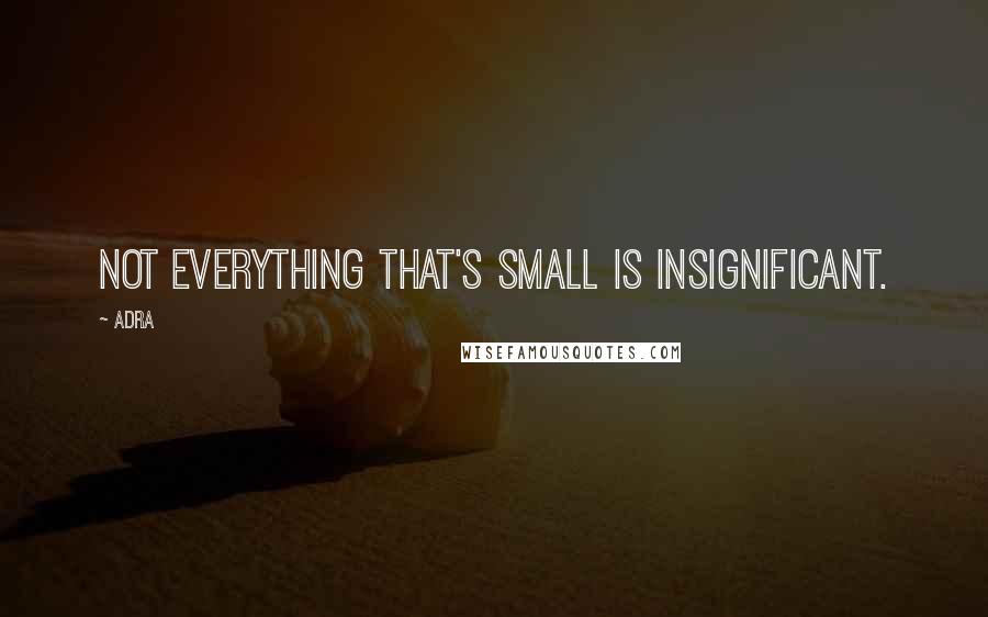 Adra Quotes: Not everything that's small is insignificant.