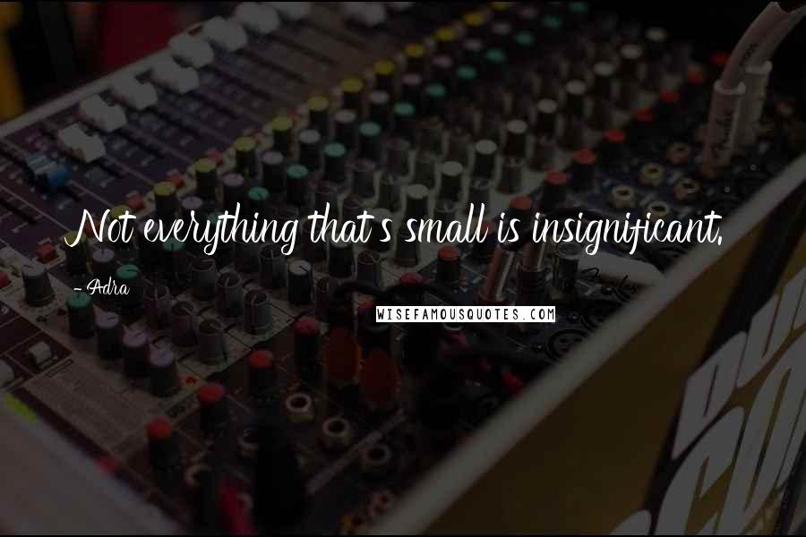 Adra Quotes: Not everything that's small is insignificant.