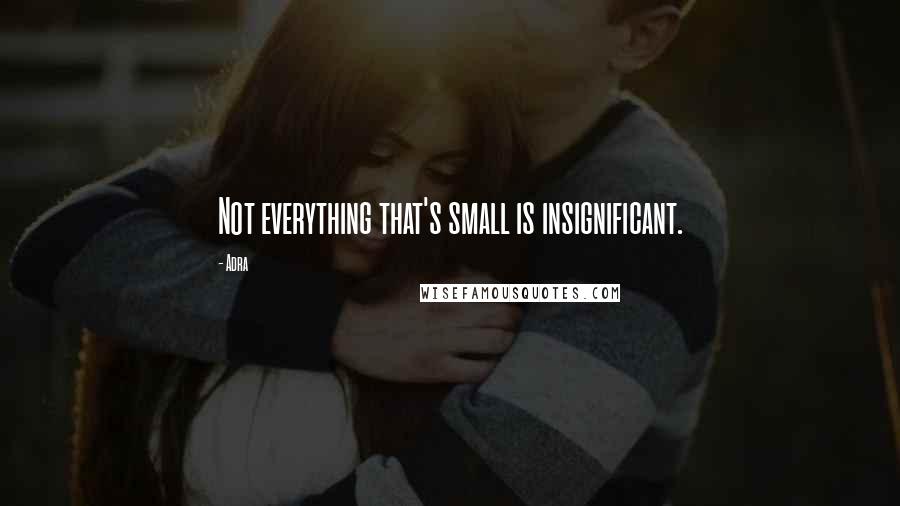 Adra Quotes: Not everything that's small is insignificant.