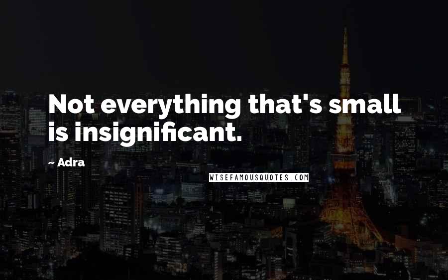 Adra Quotes: Not everything that's small is insignificant.