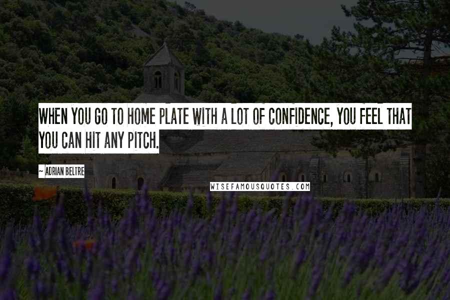 Adrian Beltre Quotes: When you go to home plate with a lot of confidence, you feel that you can hit any pitch.