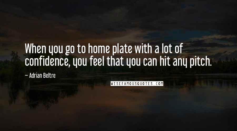 Adrian Beltre Quotes: When you go to home plate with a lot of confidence, you feel that you can hit any pitch.