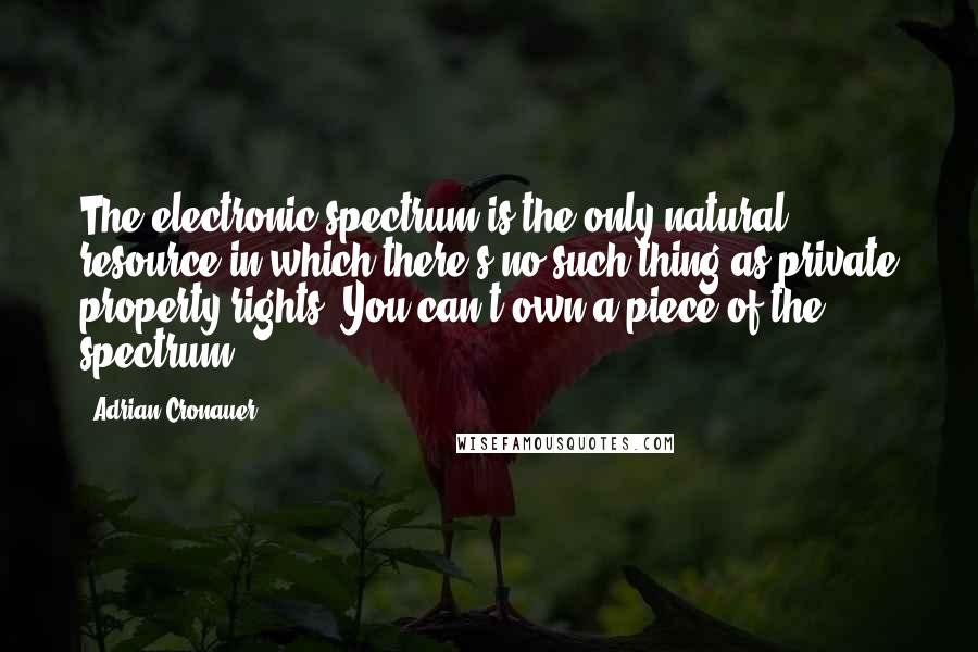 Adrian Cronauer Quotes: The electronic spectrum is the only natural resource in which there's no such thing as private property rights. You can't own a piece of the spectrum.