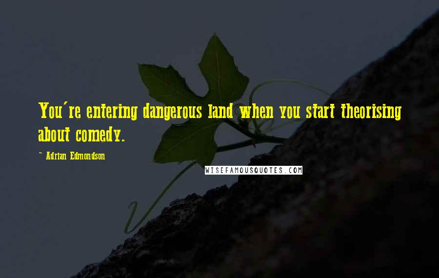 Adrian Edmondson Quotes: You're entering dangerous land when you start theorising about comedy.