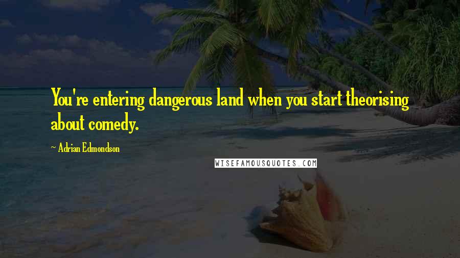 Adrian Edmondson Quotes: You're entering dangerous land when you start theorising about comedy.