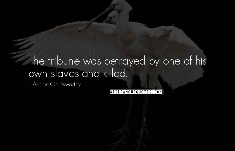 Adrian Goldsworthy Quotes: The tribune was betrayed by one of his own slaves and killed.