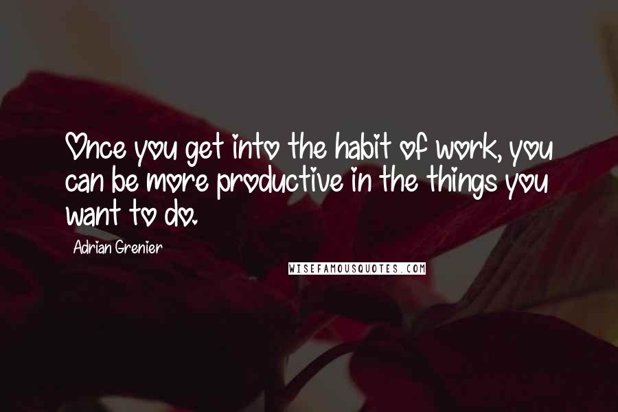 Adrian Grenier Quotes: Once you get into the habit of work, you can be more productive in the things you want to do.