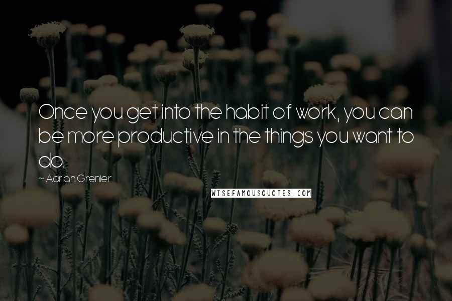 Adrian Grenier Quotes: Once you get into the habit of work, you can be more productive in the things you want to do.