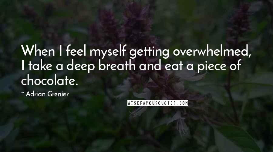 Adrian Grenier Quotes: When I feel myself getting overwhelmed, I take a deep breath and eat a piece of chocolate.