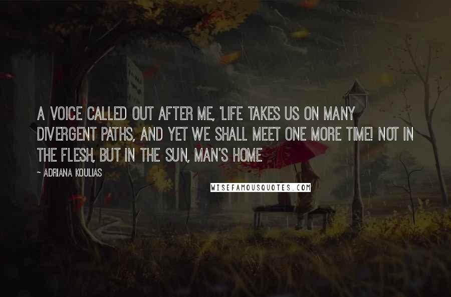 Adriana Koulias Quotes: A voice called out after me, 'life takes us on many divergent paths, and yet we shall meet one more time! Not in the flesh, but in the sun, man's home