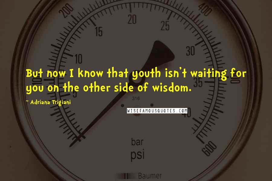 Adriana Trigiani Quotes: But now I know that youth isn't waiting for you on the other side of wisdom.