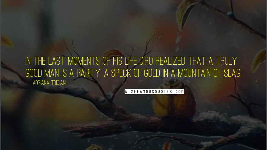 Adriana Trigiani Quotes: In the last moments of his life Ciro realized that a truly good man is a rarity, a speck of gold in a mountain of slag.