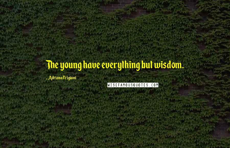 Adriana Trigiani Quotes: The young have everything but wisdom.