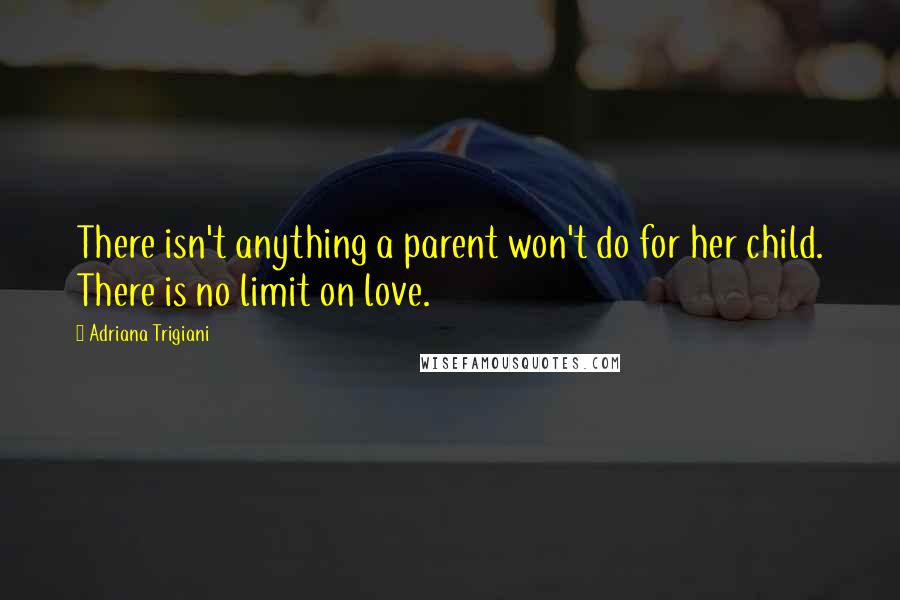 Adriana Trigiani Quotes: There isn't anything a parent won't do for her child. There is no limit on love.