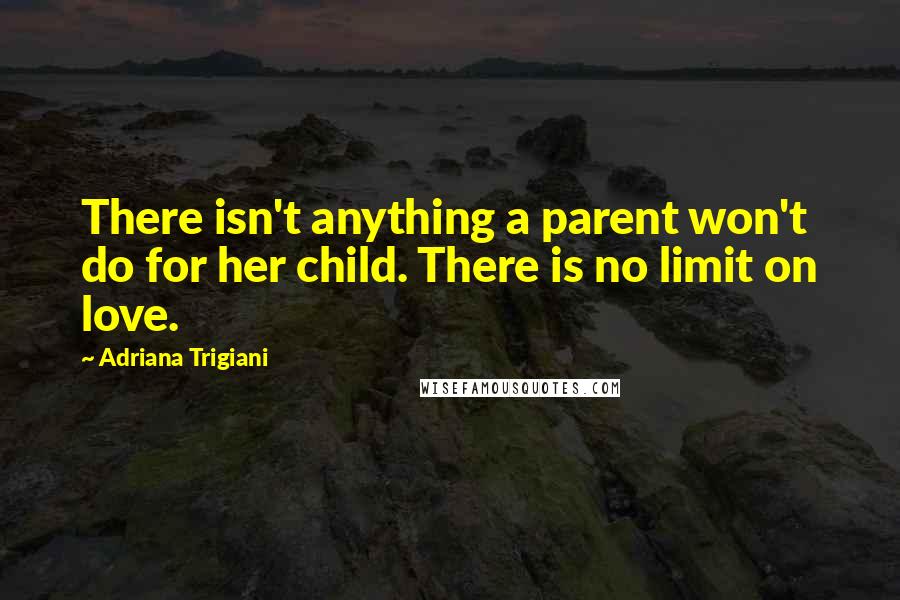 Adriana Trigiani Quotes: There isn't anything a parent won't do for her child. There is no limit on love.