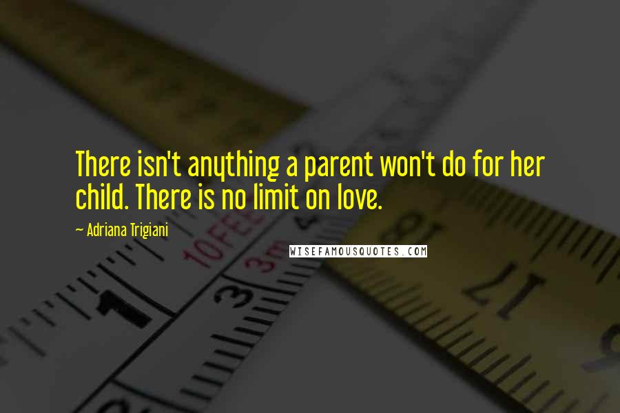 Adriana Trigiani Quotes: There isn't anything a parent won't do for her child. There is no limit on love.