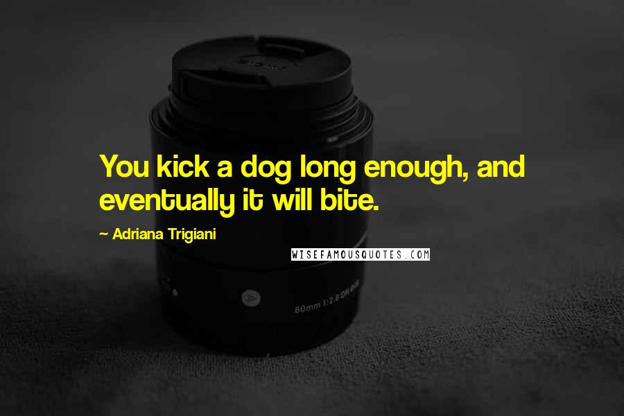 Adriana Trigiani Quotes: You kick a dog long enough, and eventually it will bite.