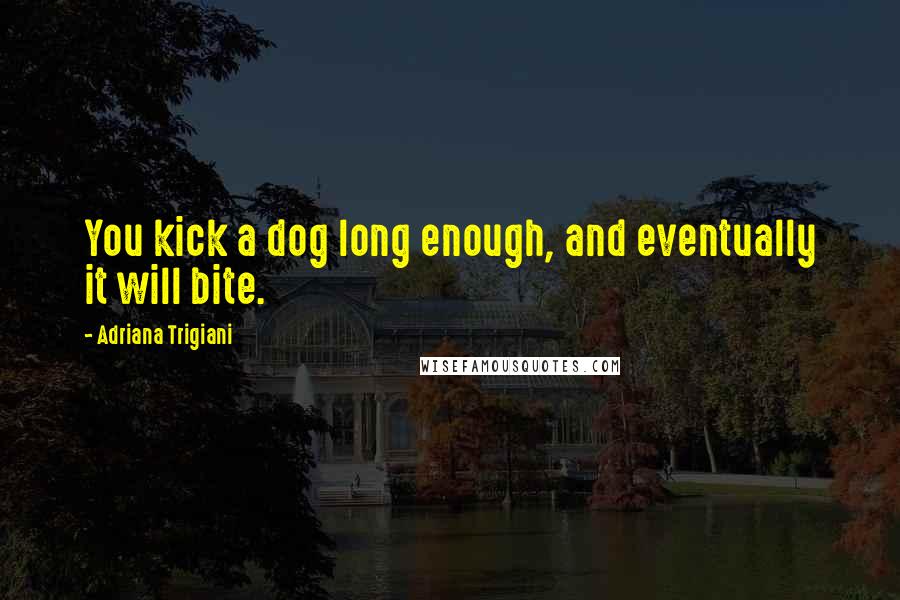 Adriana Trigiani Quotes: You kick a dog long enough, and eventually it will bite.