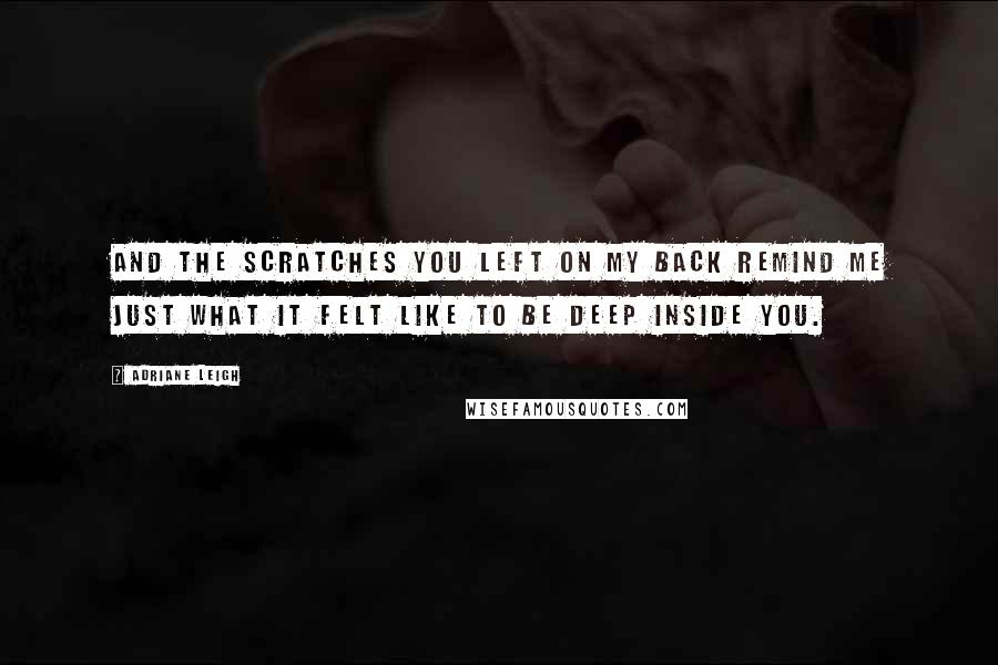 Adriane Leigh Quotes: And the scratches you left on my back remind me just what it felt like to be deep inside you.