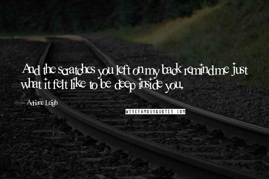 Adriane Leigh Quotes: And the scratches you left on my back remind me just what it felt like to be deep inside you.