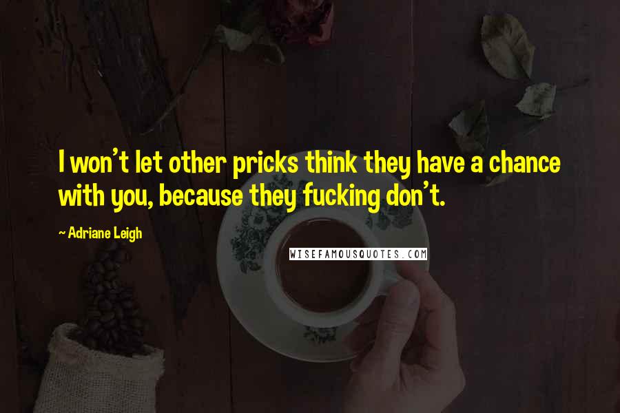Adriane Leigh Quotes: I won't let other pricks think they have a chance with you, because they fucking don't.