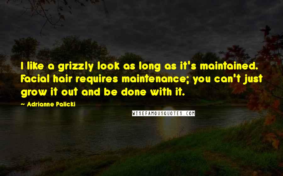 Adrianne Palicki Quotes: I like a grizzly look as long as it's maintained. Facial hair requires maintenance; you can't just grow it out and be done with it.