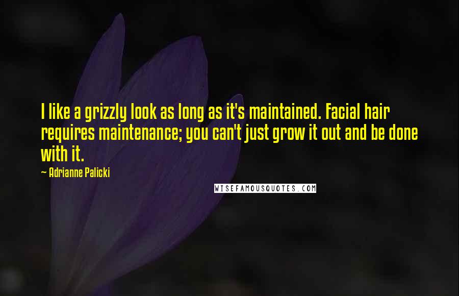 Adrianne Palicki Quotes: I like a grizzly look as long as it's maintained. Facial hair requires maintenance; you can't just grow it out and be done with it.