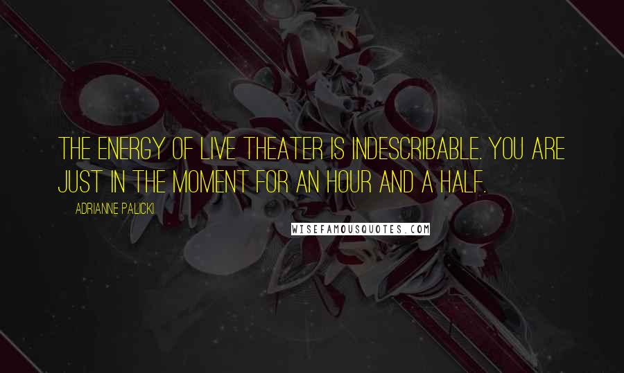 Adrianne Palicki Quotes: The energy of live theater is indescribable. You are just in the moment for an hour and a half.