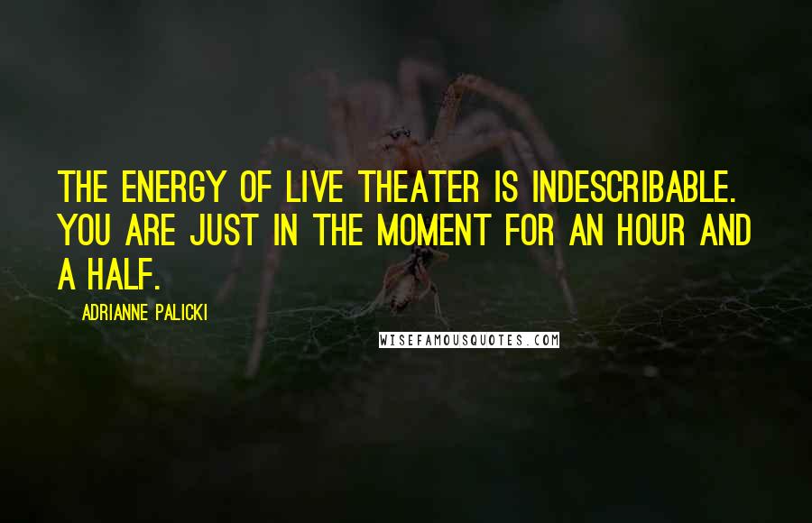 Adrianne Palicki Quotes: The energy of live theater is indescribable. You are just in the moment for an hour and a half.