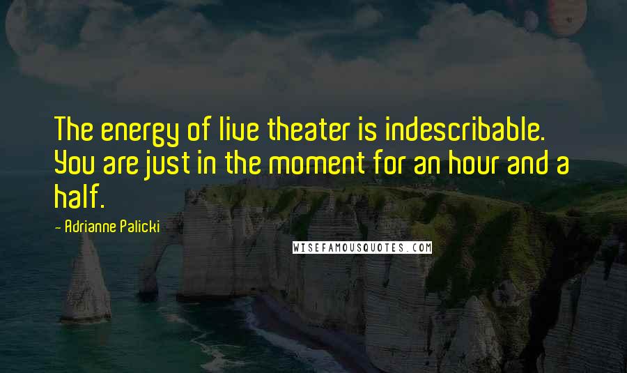 Adrianne Palicki Quotes: The energy of live theater is indescribable. You are just in the moment for an hour and a half.