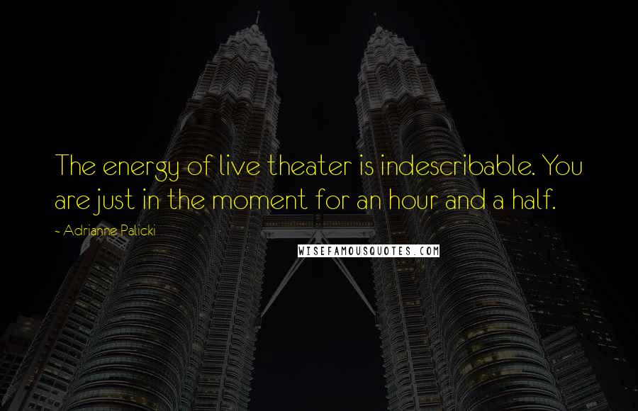 Adrianne Palicki Quotes: The energy of live theater is indescribable. You are just in the moment for an hour and a half.
