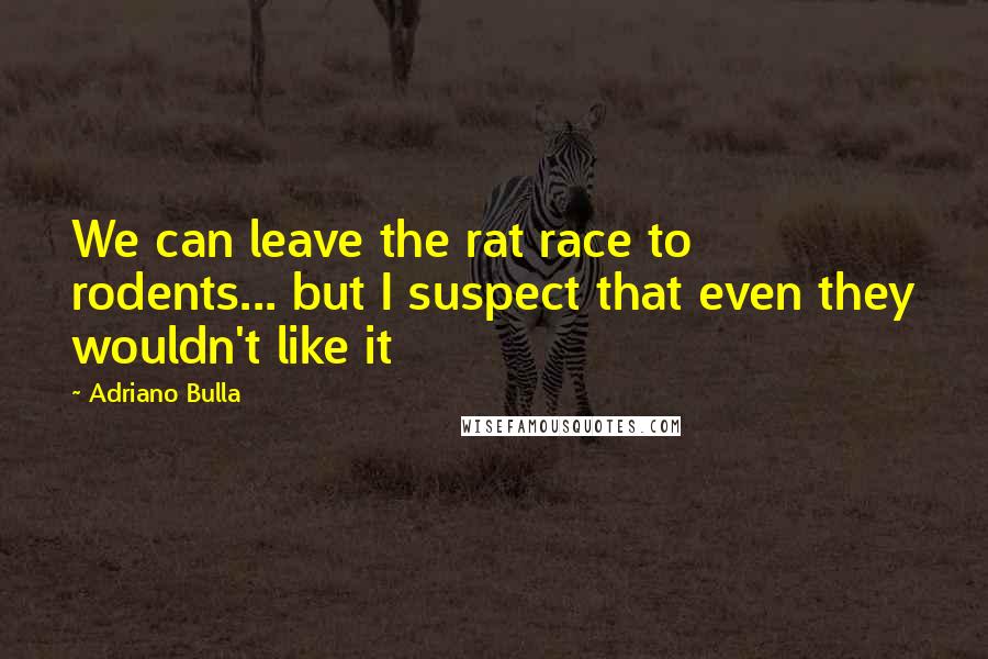 Adriano Bulla Quotes: We can leave the rat race to rodents... but I suspect that even they wouldn't like it