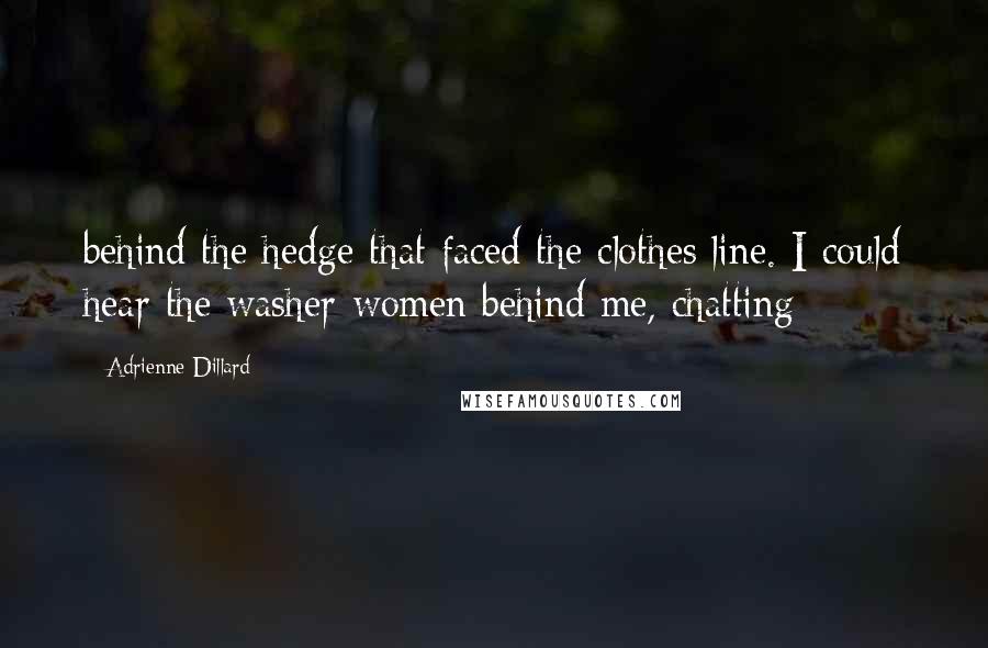 Adrienne Dillard Quotes: behind the hedge that faced the clothes line. I could hear the washer-women behind me, chatting