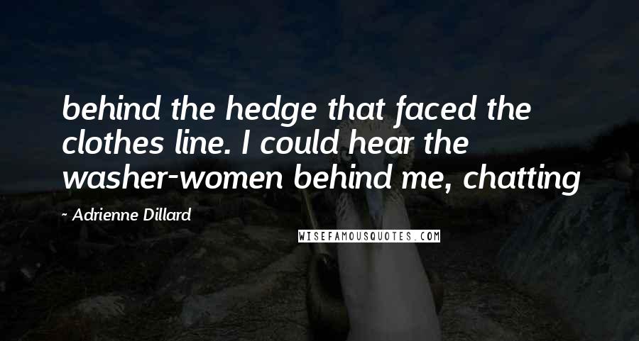 Adrienne Dillard Quotes: behind the hedge that faced the clothes line. I could hear the washer-women behind me, chatting